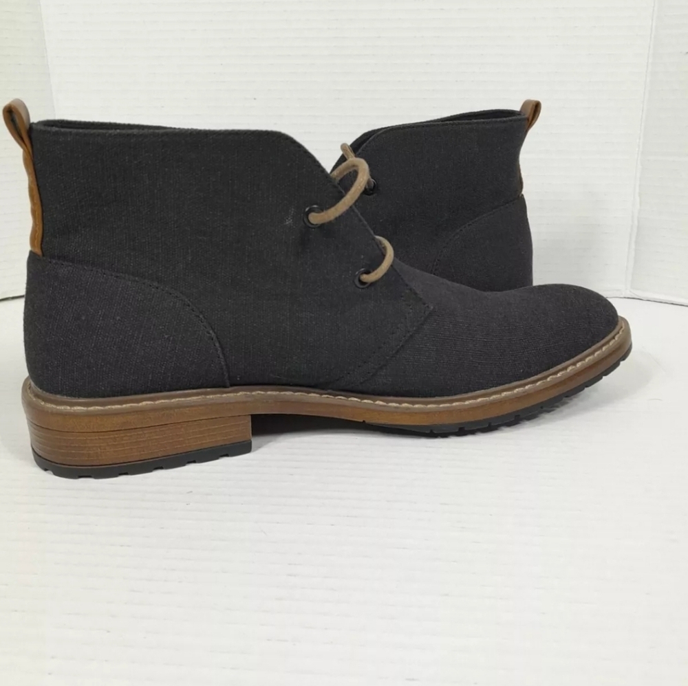 Perry Ellis Tim II Shoes Men SZ 11 Charcoal Black Canvas Chukka Boots LUG SOLE - Picture 6 of 10
